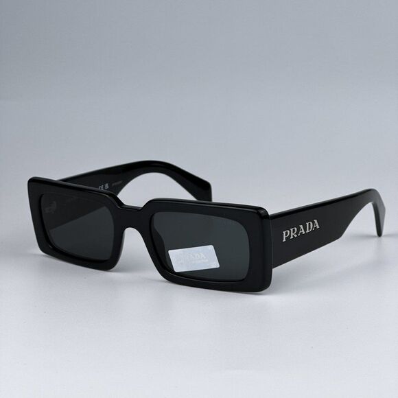 NEW Prada PRA07S 1AB5S0 Black Dark Grey Cat Eye Rectangle Sunglasses PR A07S - Picture 6 of 12